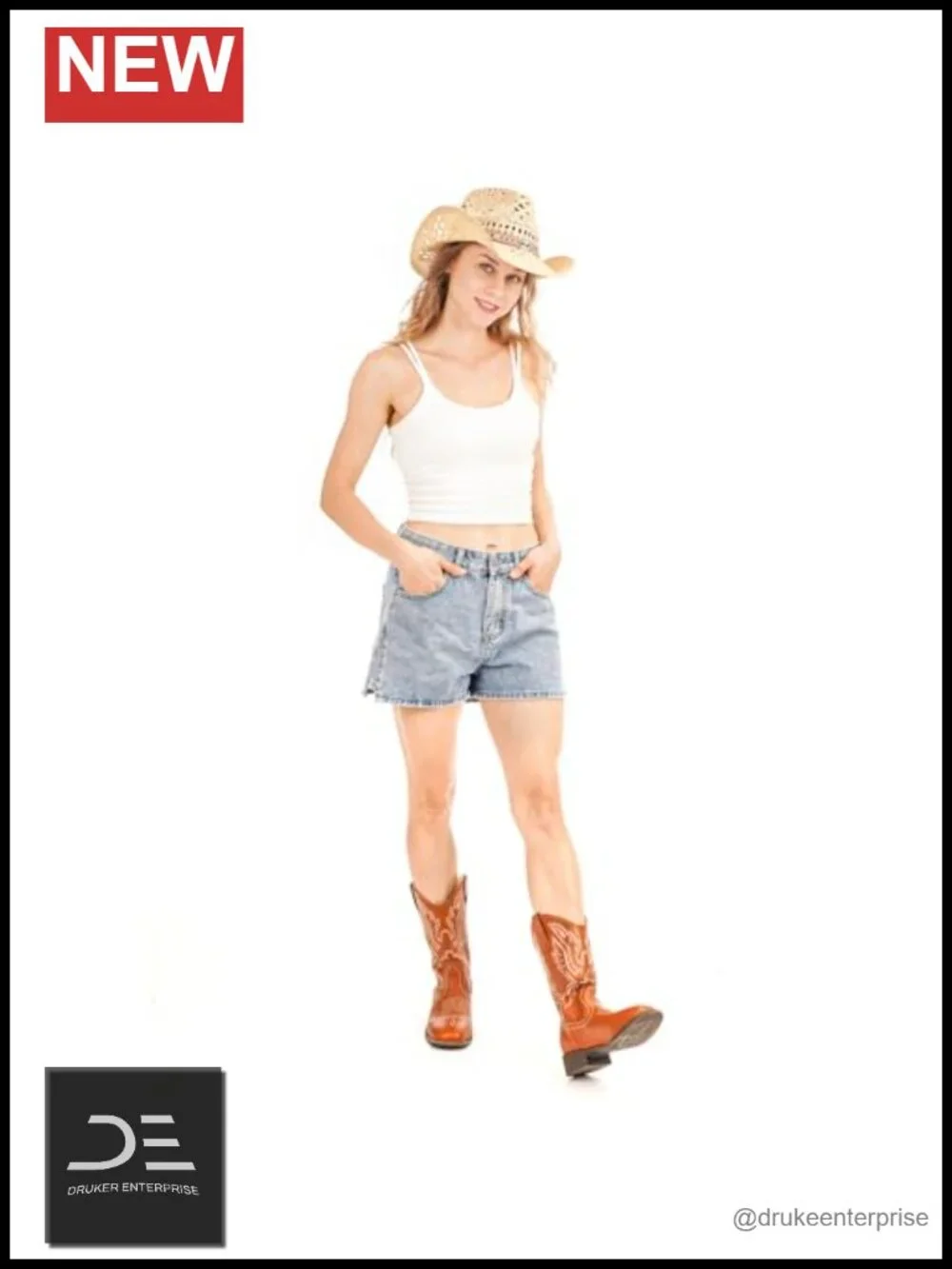Natural Straw Cowboy Hat with Shapeable Brim for Women Men